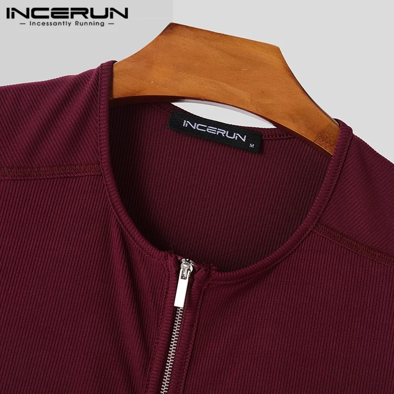 Sexy Sleeveless Men Tank Tops Summer Zipper INCERUN Fashion Solid Color Tops Tee Men's Clothing Vests Streetwear Oversize S-3XL thumbnail 5