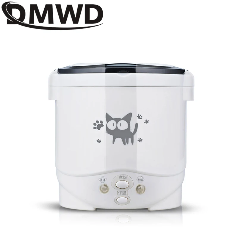 DMWD Car Mini Rice Cooker 12V 24V 220V Car Home Dual Use Self-driving Soup Porridge Portable Rice Cooker Truck Smart Rice Cooker