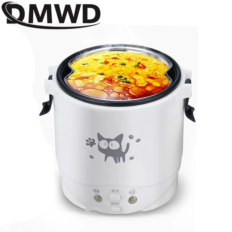 DMWD Car Mini Rice Cooker 12V 24V 220V Car Home Dual Use Self-driving Soup Porridge Portable Rice Cooker Truck Smart Rice Cooker thumbnail 4