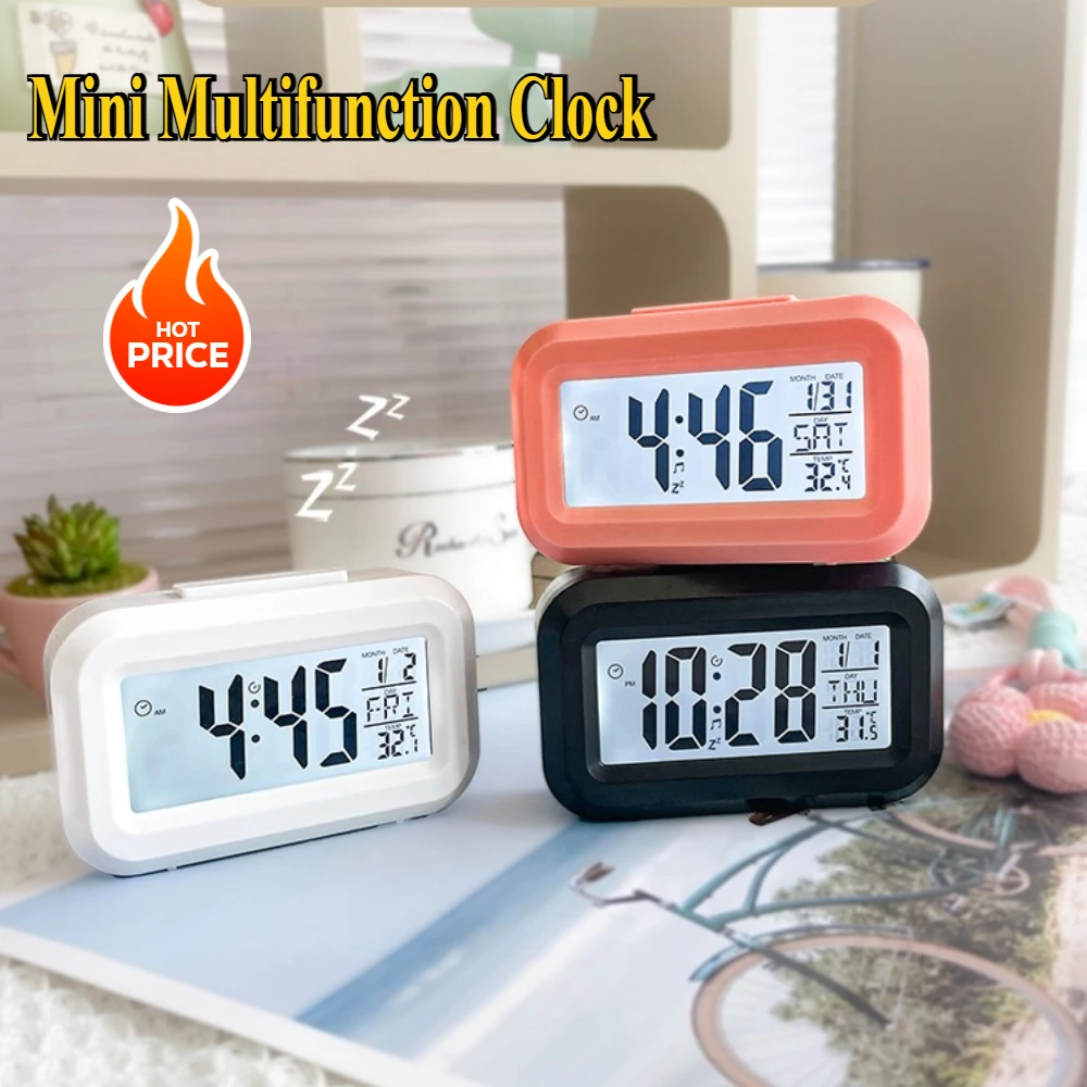 Bedside Table Alarm Clock Date Temperature Function Children's Bedroom Clock Home Offices Desktop Clock Desk Decor Digital Child thumbnail 6