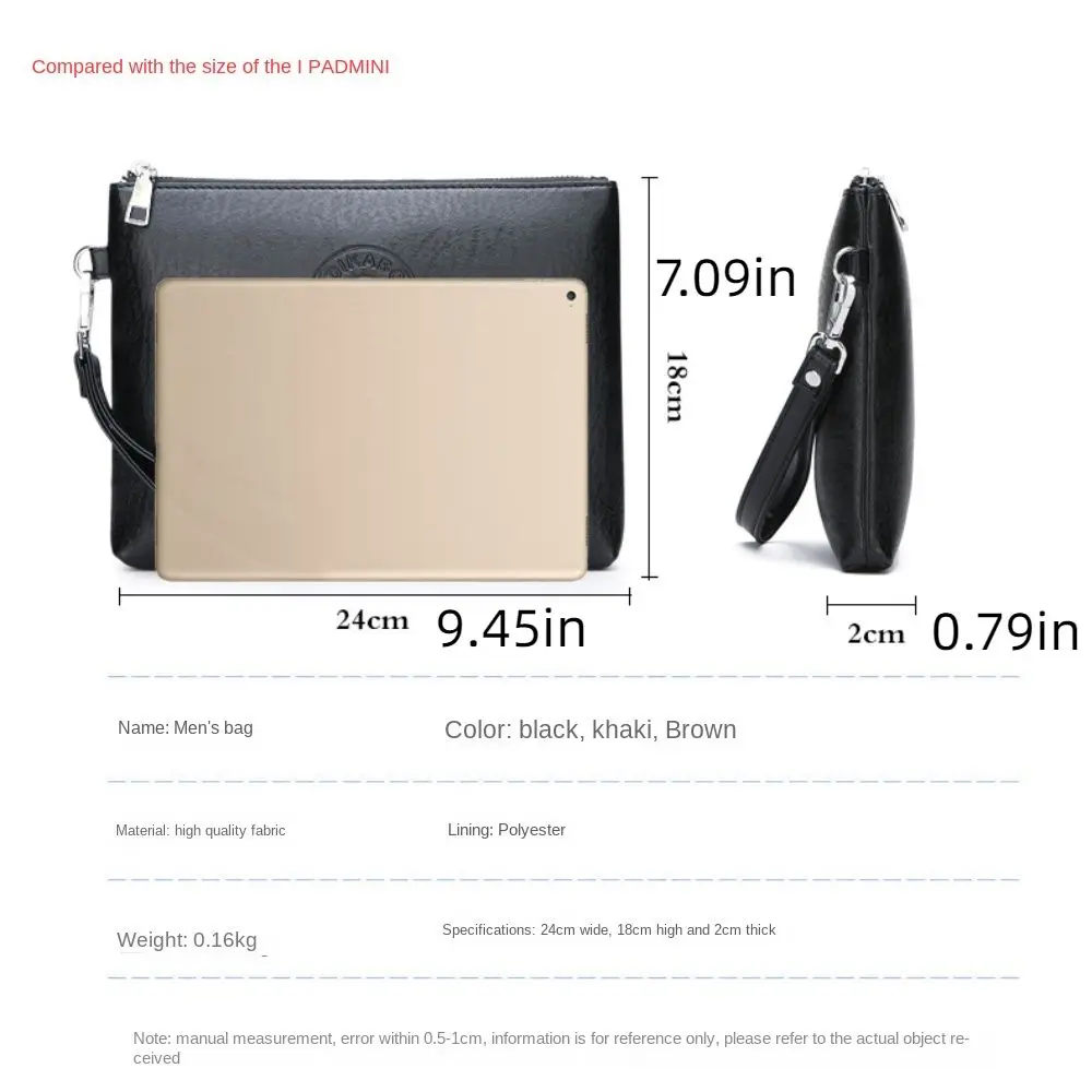 Fashion Pu Leather Male Clutch Bag Soft Waterproof Men's Handy Bag Hand Buckle Large Capacity Toiletry Bag Outdoor thumbnail 6