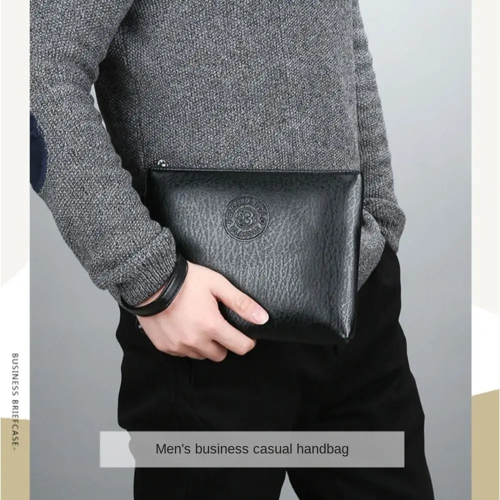 Fashion Pu Leather Male Clutch Bag Soft Waterproof Men's Handy Bag Hand Buckle Large Capacity Toiletry Bag Outdoor thumbnail 4
