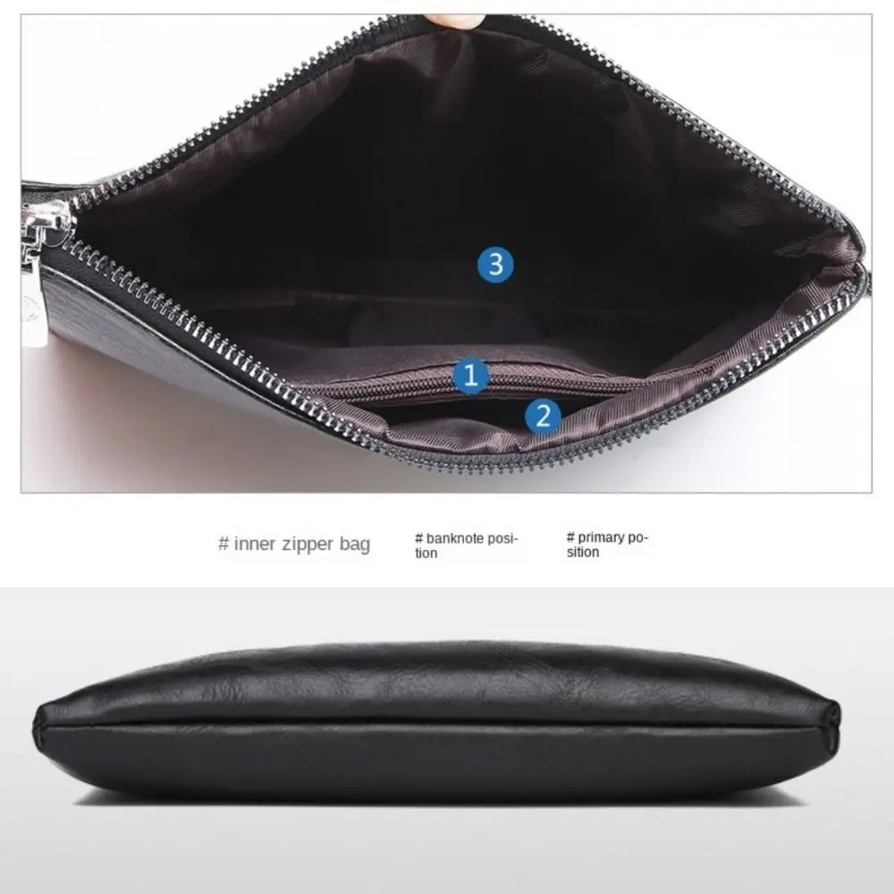 Fashion Pu Leather Male Clutch Bag Soft Waterproof Men's Handy Bag Hand Buckle Large Capacity Toiletry Bag Outdoor thumbnail 3