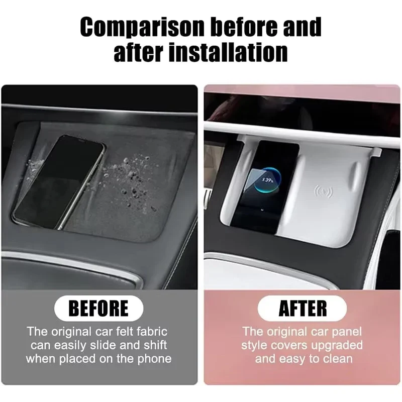 Car Wireless Charging Pad For New Tesla Model 3/Y 2024 2023 2022 Center Console Charger Mat Phone Mount Silicone Non-slip Pads thumbnail 3