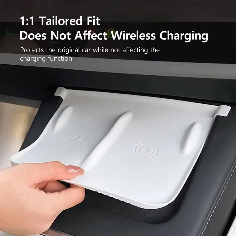 Car Wireless Charging Pad For New Tesla Model 3/Y 2024 2023 2022 Center Console Charger Mat Phone Mount Silicone Non-slip Pads thumbnail 2