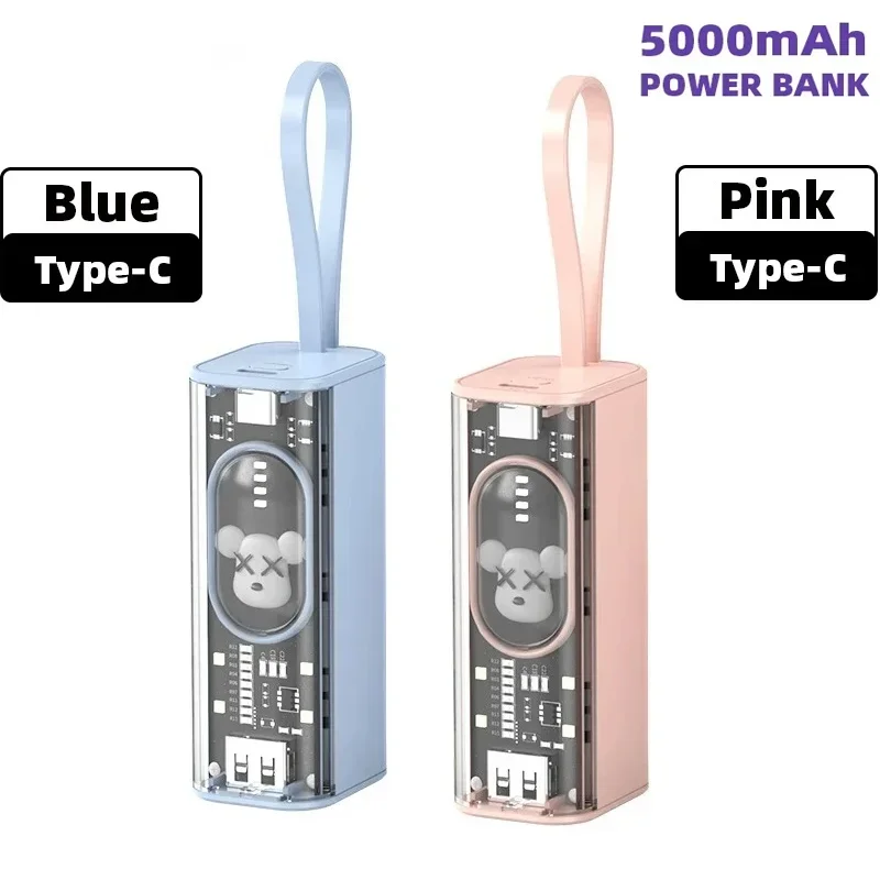 New Cute 10000mAh Large Capacity Cartoon Transparent Power Banks for Xiaomi IPhone Huawei Samsung Portable External Battery Mini thumbnail 2