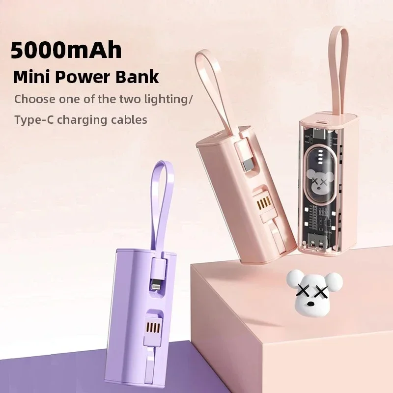 New Cute 10000mAh Large Capacity Cartoon Transparent Power Banks for Xiaomi IPhone Huawei Samsung Portable External Battery Mini thumbnail 6