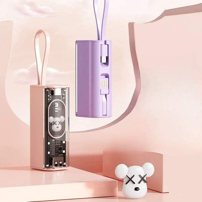 New Cute 10000mAh Large Capacity Cartoon Transparent Power Banks for Xiaomi IPhone Huawei Samsung Portable External Battery Mini thumbnail 3