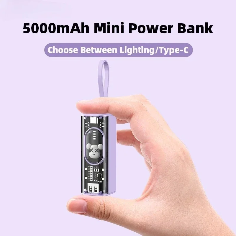 New Cute 10000mAh Large Capacity Cartoon Transparent Power Banks for Xiaomi IPhone Huawei Samsung Portable External Battery Mini thumbnail 5
