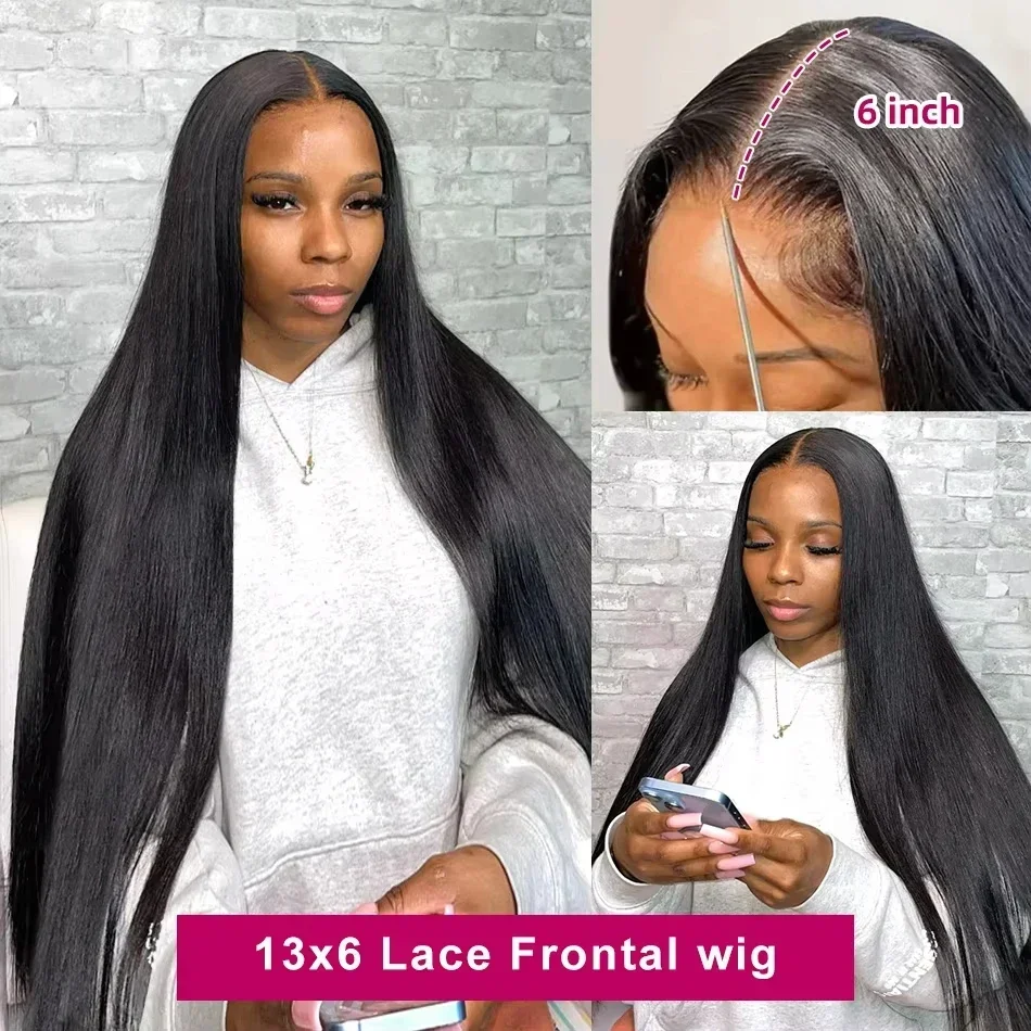 250 Density Human Hair 13x4 Bone Straight HD Lace Front Wig 30 40 Inch 13x6 Lace Frontal Wigs 5x5 Glueless Clourse Wear Go Black thumbnail 5