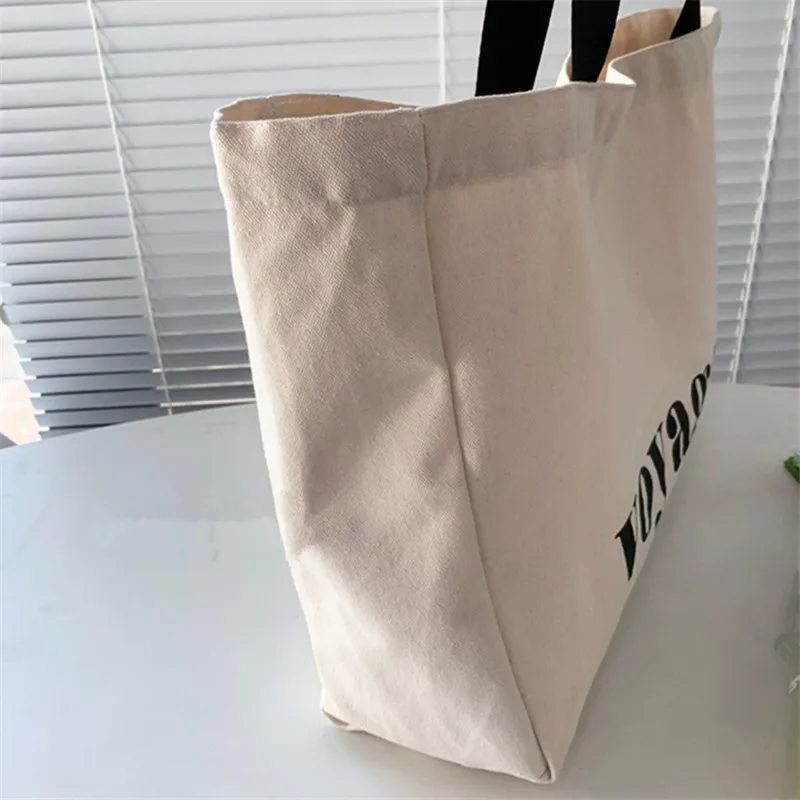 Versatile Letter Voyage Canvas Tote Bag, Large Capacity Handbag Shoulder Bags for Women Travel Shopping Bag, Student Schoolbags thumbnail 5