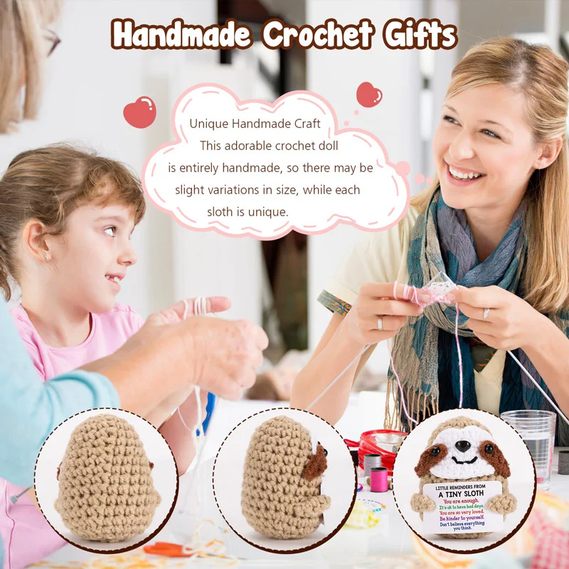 Inspirational Birthday Gift Handmade Ornaments Women Reminders Emotional Cheer Support Small Funny Cute Bradypode Knitted Sloth thumbnail 6