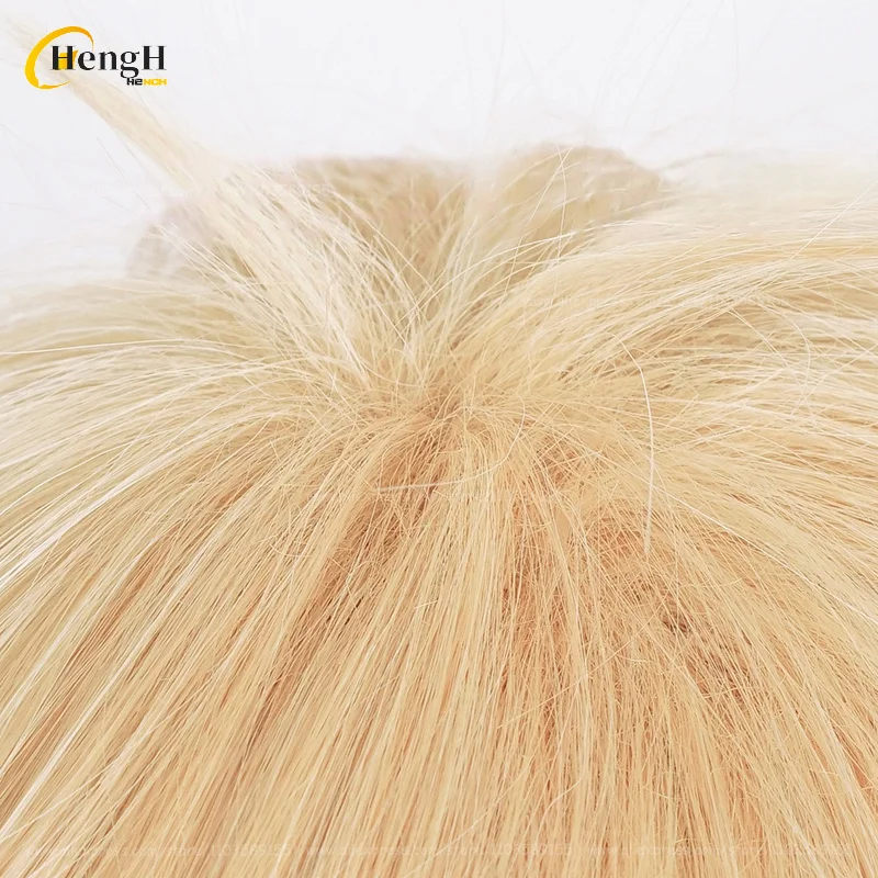 In Stock Anime Denji Synthetic Hair Short 30cm Light Orange Gold Wig And Patch Heat Resistant Hair Halloween Party Wigs +Wig Cap thumbnail 6