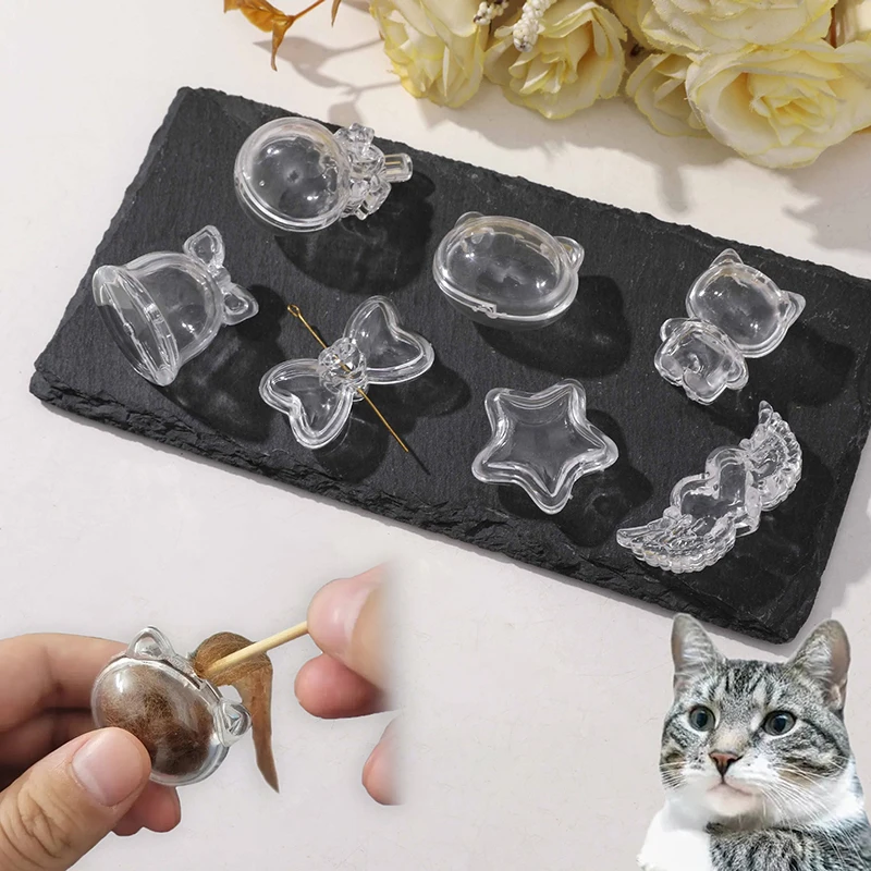 2pcs Pet Hair Keepsake Box Transparent Dog Cat Fur Storage Box For DIY Memorial Decoration Gift For Pet Lovers Display Souvenir thumbnail 2