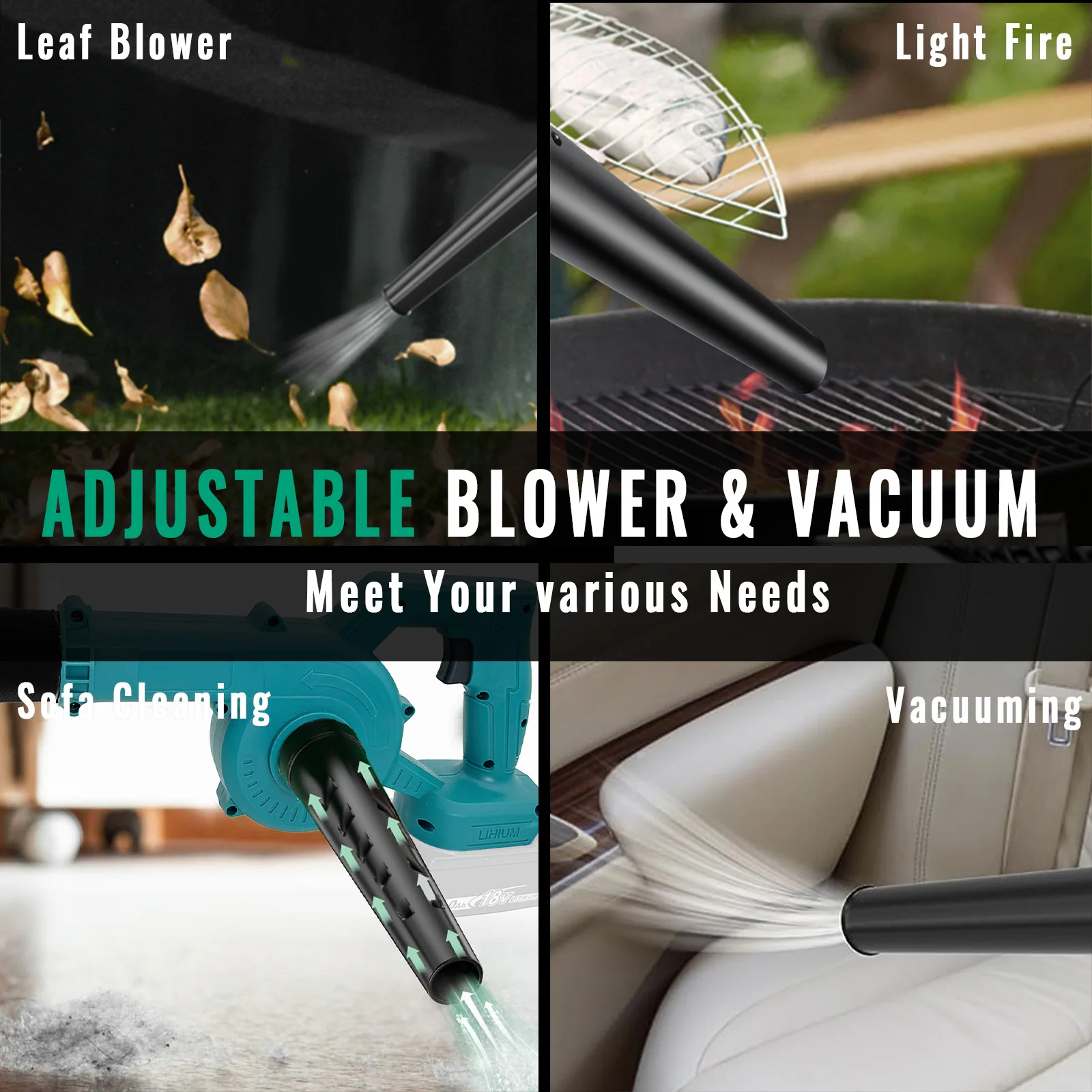 Reaplace For Makita 18V LXT Cordless Air Leaf Blower Electric Garden Snow Dust Corner Cleaner 2 in 1 Electric Leaf Blower&Vacuum thumbnail 6