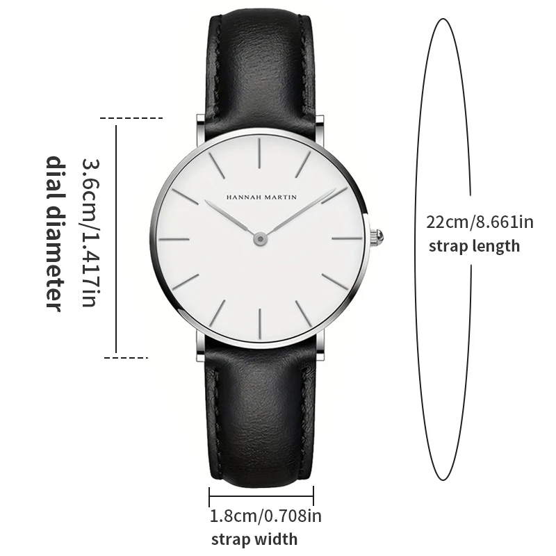 HANNAH MARTIN Top Brand Women Waterproof Wrist Watches 36mm Fashion Luxury Ultra Thin Leather Creative Rose Gold Ladies Watches thumbnail 3
