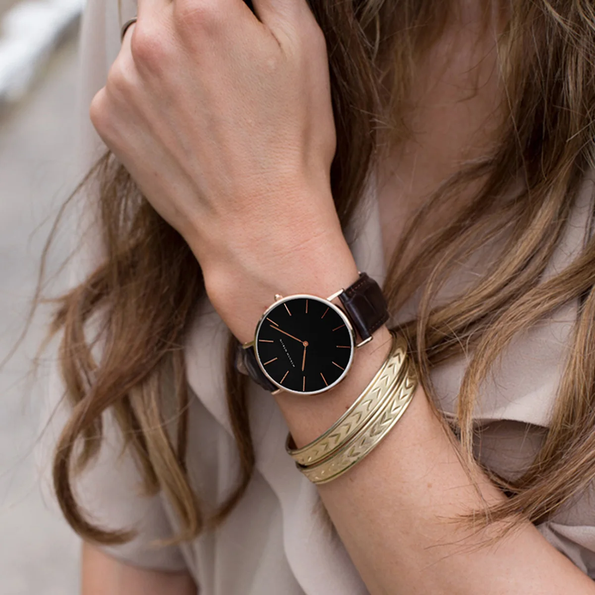 HANNAH MARTIN Top Brand Women Waterproof Wrist Watches 36mm Fashion Luxury Ultra Thin Leather Creative Rose Gold Ladies Watches thumbnail 6