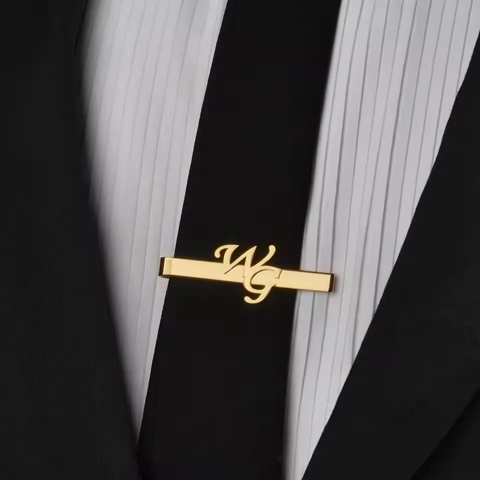 Sipuris Custom Initial Name Tie Clip For Men Stainless Steel Personalized Tie Clasp Trendy Fashion Jewelry Weddings Gifts thumbnail 2