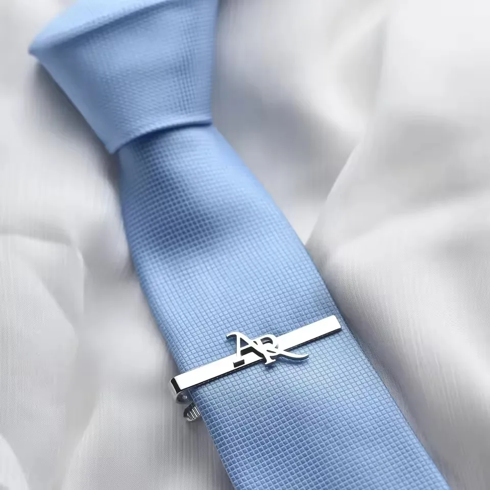 Sipuris Custom Initial Name Tie Clip For Men Stainless Steel Personalized Tie Clasp Trendy Fashion Jewelry Weddings Gifts