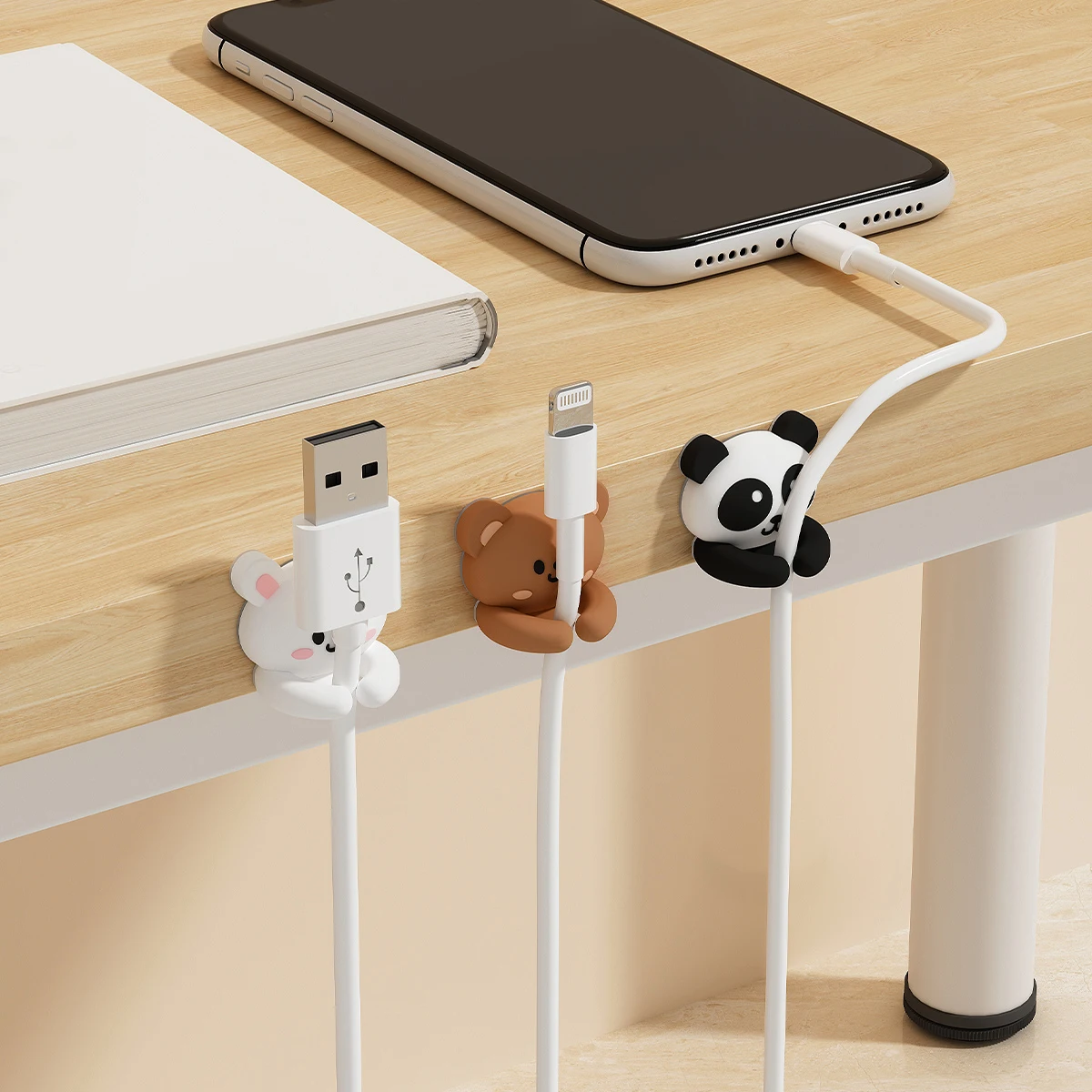 WORTHBUY Cute Desktop Cable Managers Self-Adhesive Wire Cord Management USB Data Cable Clips Holder Office Desk Accessories thumbnail 2