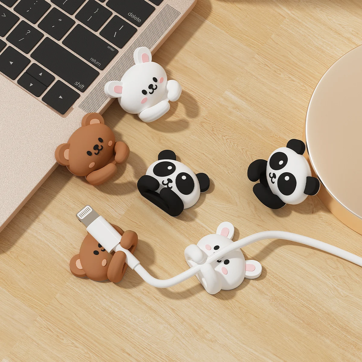 WORTHBUY Cute Desktop Cable Managers Self-Adhesive Wire Cord Management USB Data Cable Clips Holder Office Desk Accessories thumbnail 3