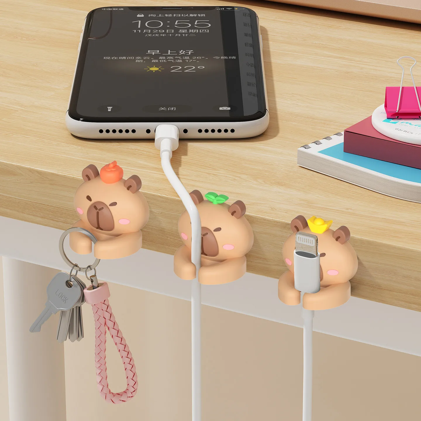 WORTHBUY Cute Desktop Cable Managers Self-Adhesive Wire Cord Management USB Data Cable Clips Holder Office Desk Accessories thumbnail 4