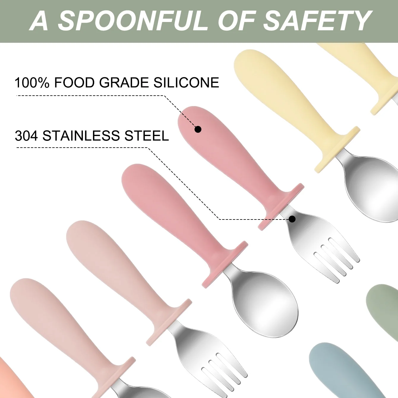 Color Kids 2PCS Stainless Steel Spoon Fork Set Dishwasher Safe BPA Free Utensils Baby Feeding Cutlery  Baby Newborn Items thumbnail 5