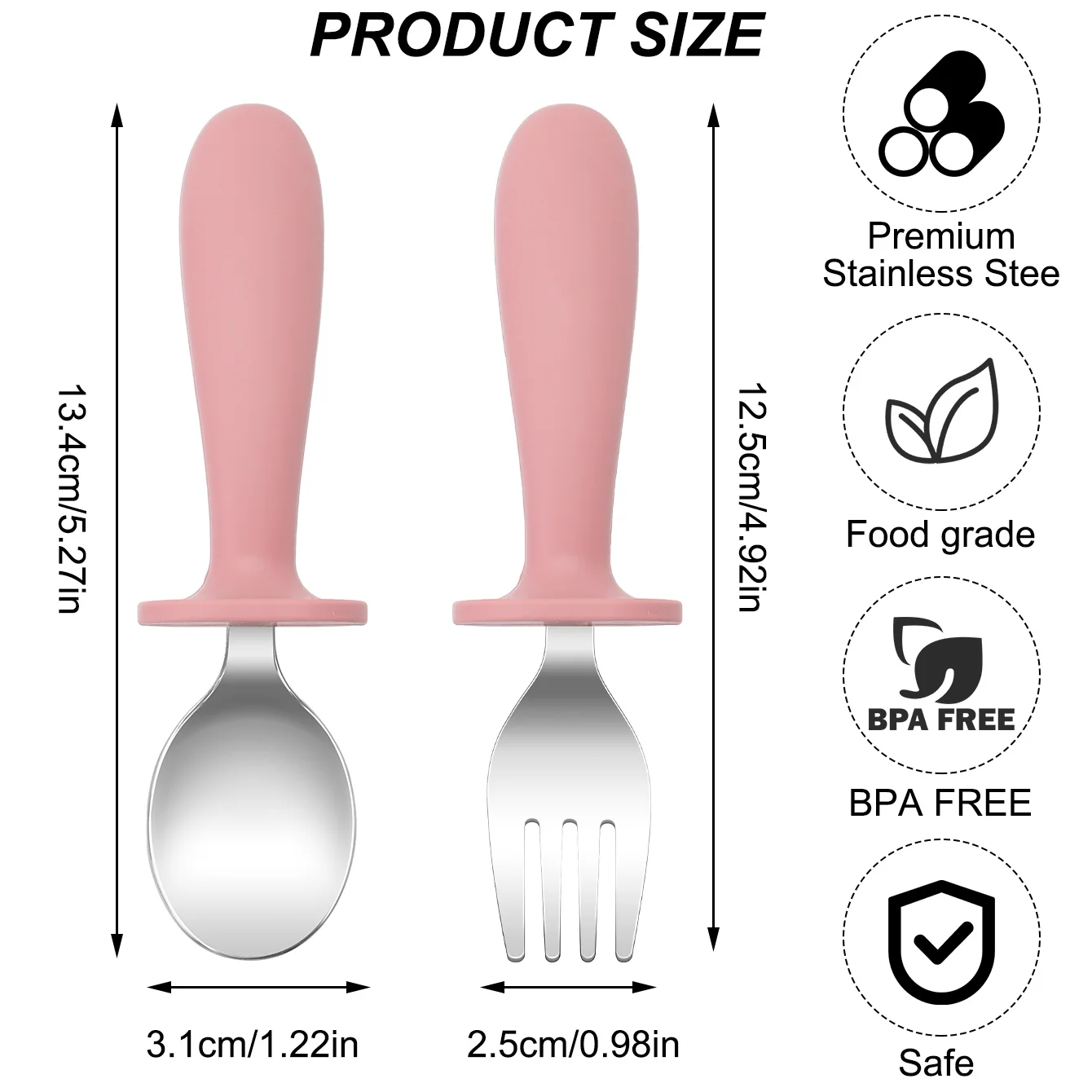 Color Kids 2PCS Stainless Steel Spoon Fork Set Dishwasher Safe BPA Free Utensils Baby Feeding Cutlery  Baby Newborn Items thumbnail 4