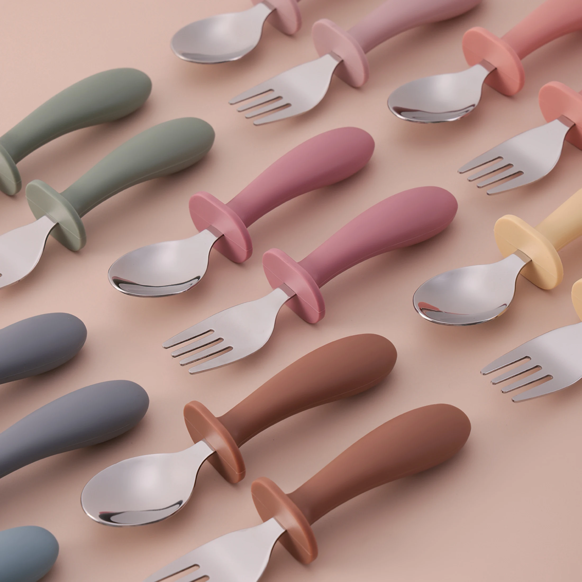 Color Kids 2PCS Stainless Steel Spoon Fork Set Dishwasher Safe BPA Free Utensils Baby Feeding Cutlery  Baby Newborn Items thumbnail 3
