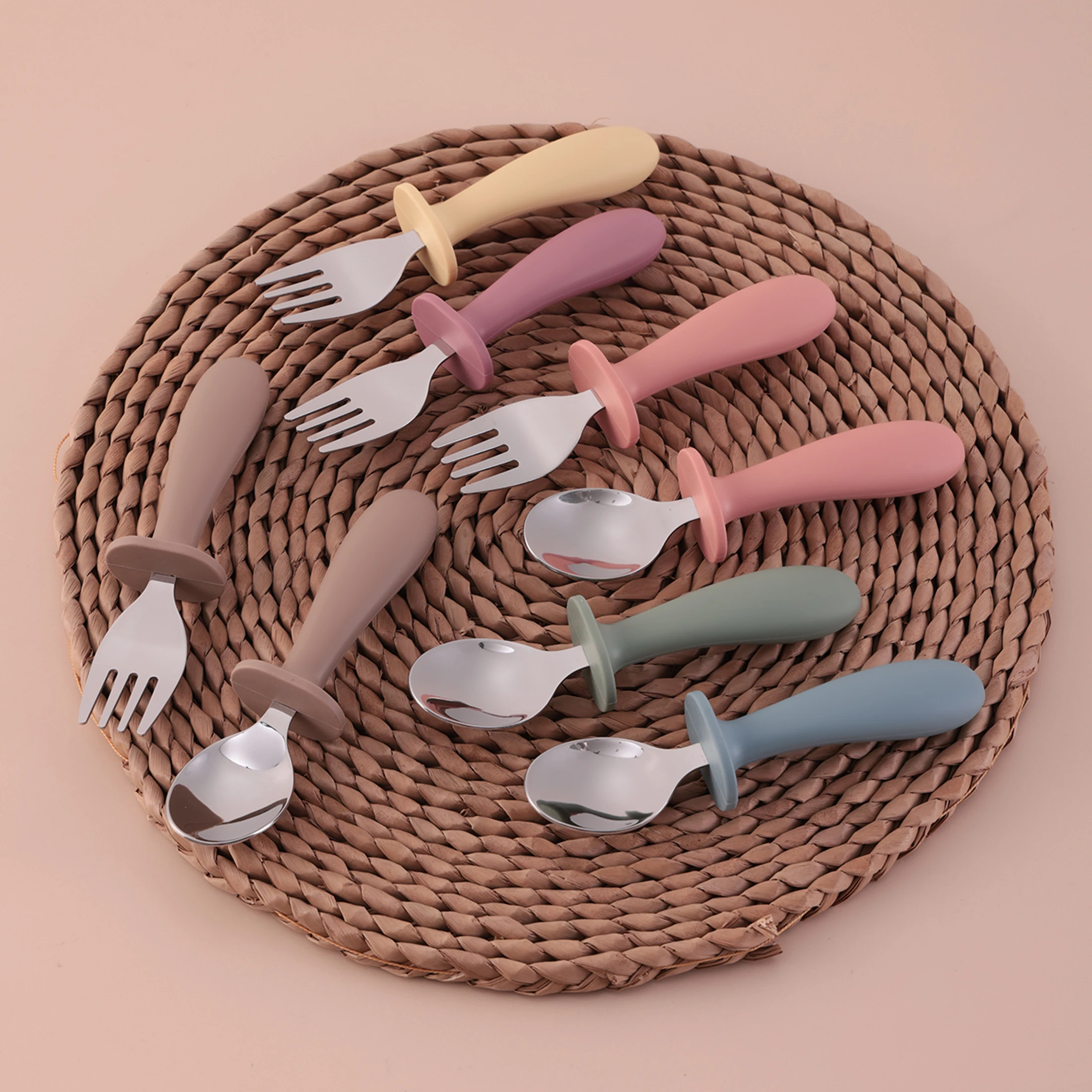 Color Kids 2PCS Stainless Steel Spoon Fork Set Dishwasher Safe BPA Free Utensils Baby Feeding Cutlery  Baby Newborn Items thumbnail 2