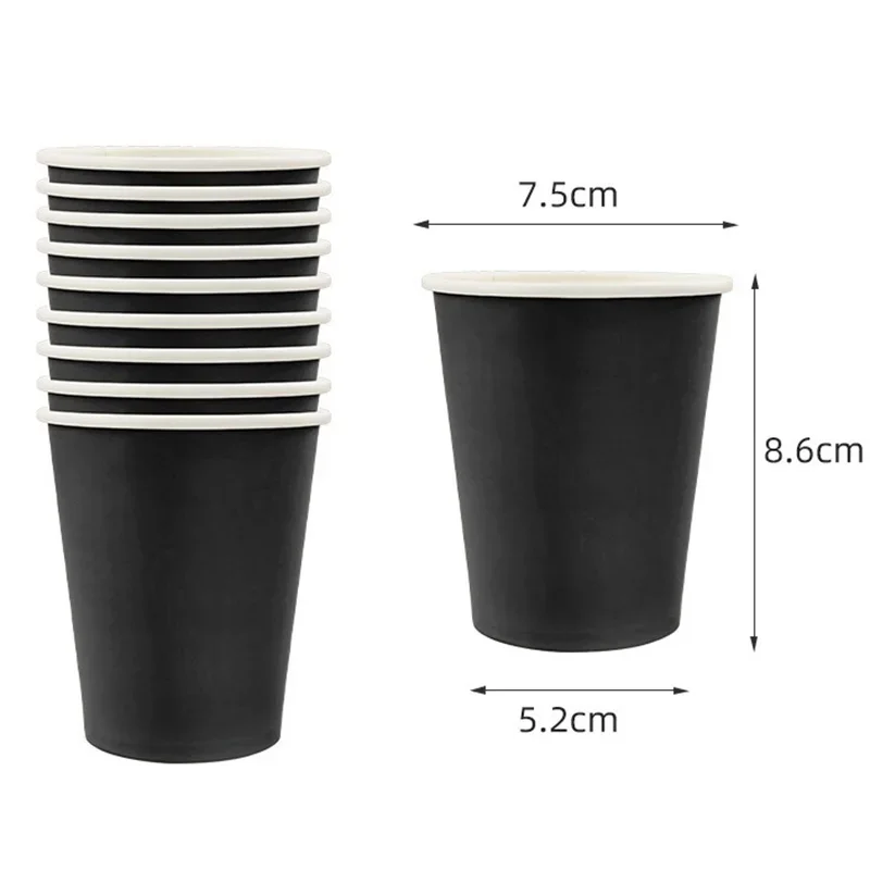 Disposable Tableware Solid Black Theme Birthday Party Paper Napkins Cups Plates Tablecloths Knife Fork Spoon Party Decorations thumbnail 5