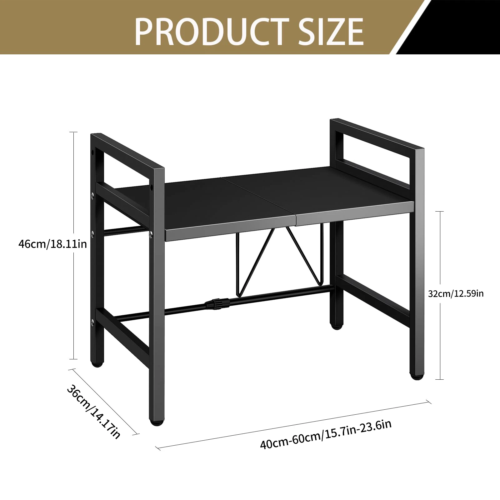 Kitchen Storage Rack Microwave Shelf Condiment Organizer Shelf Tableware Storage  Expandable 42-64cm Moisture And Rust thumbnail 4
