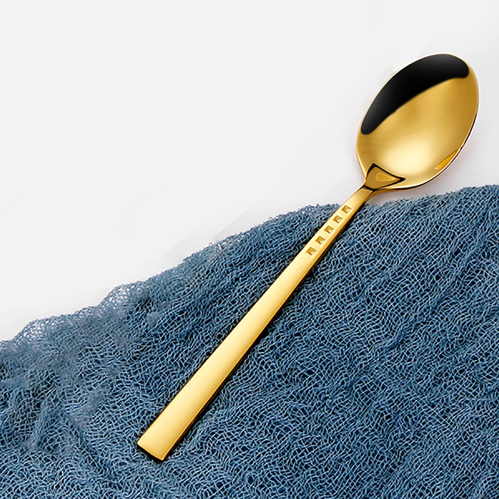 4/6/12 Pieces Gold Coffee Spoon Set Stainless Steel Thin Stirring Teaspoon Ice Cream Cake Dessert Mini Spoon Mirror Sliverware thumbnail 3