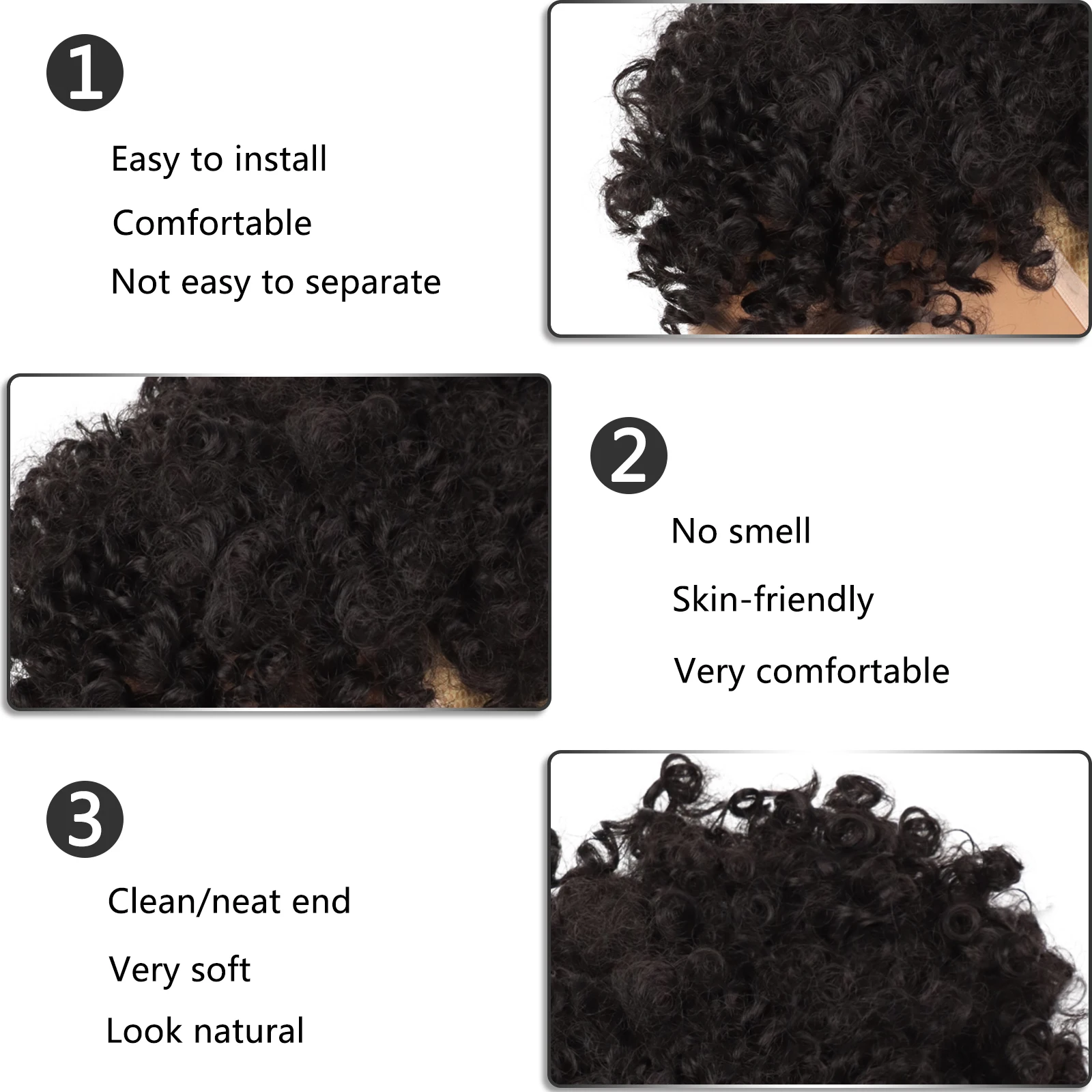 Synthetic Afro Puff Drawstring Ponytail with Bangs Pineapple Updo Hair for Black Women Short Kinky Curly Ponytail Bun thumbnail 4