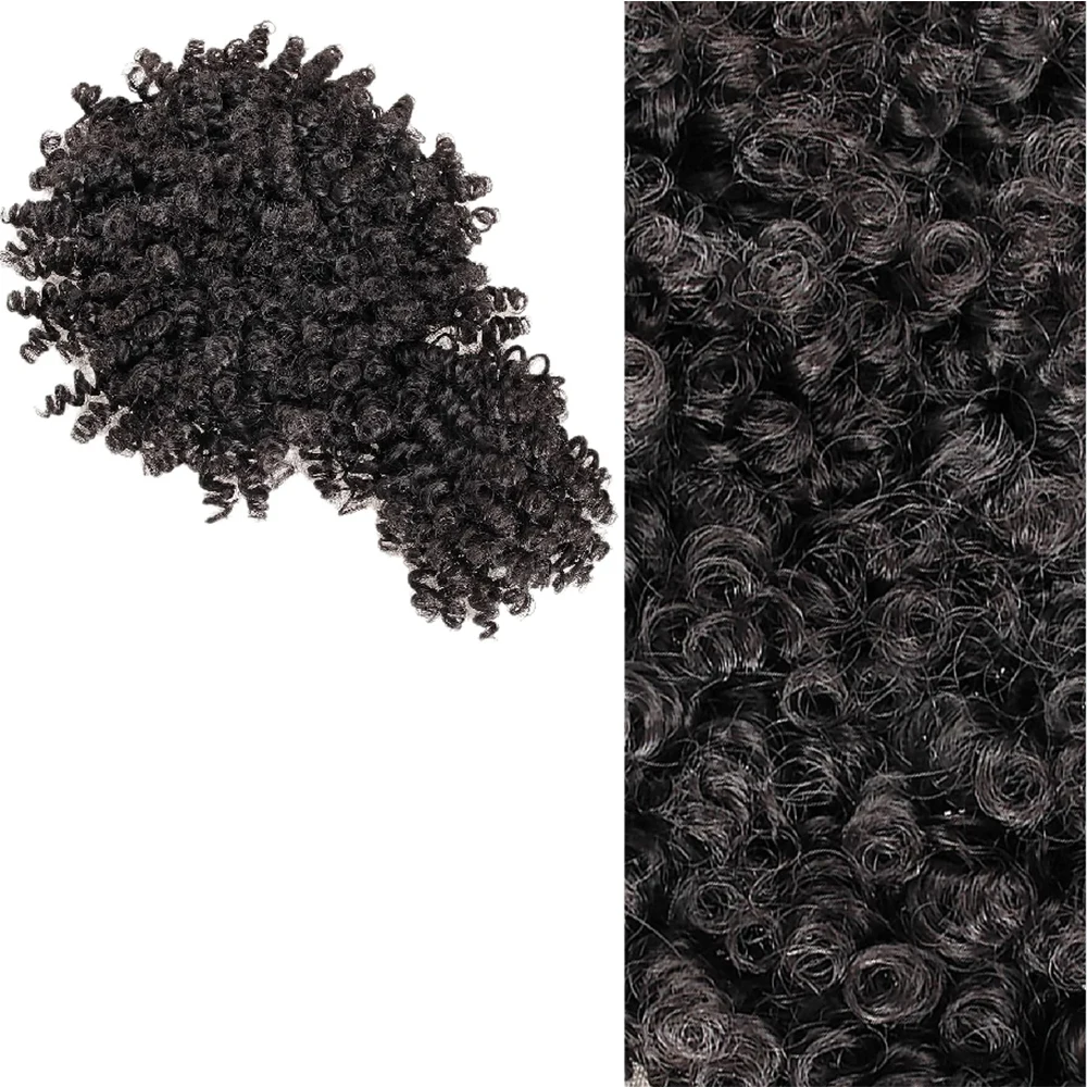 Synthetic Afro Puff Drawstring Ponytail with Bangs Pineapple Updo Hair for Black Women Short Kinky Curly Ponytail Bun thumbnail 3