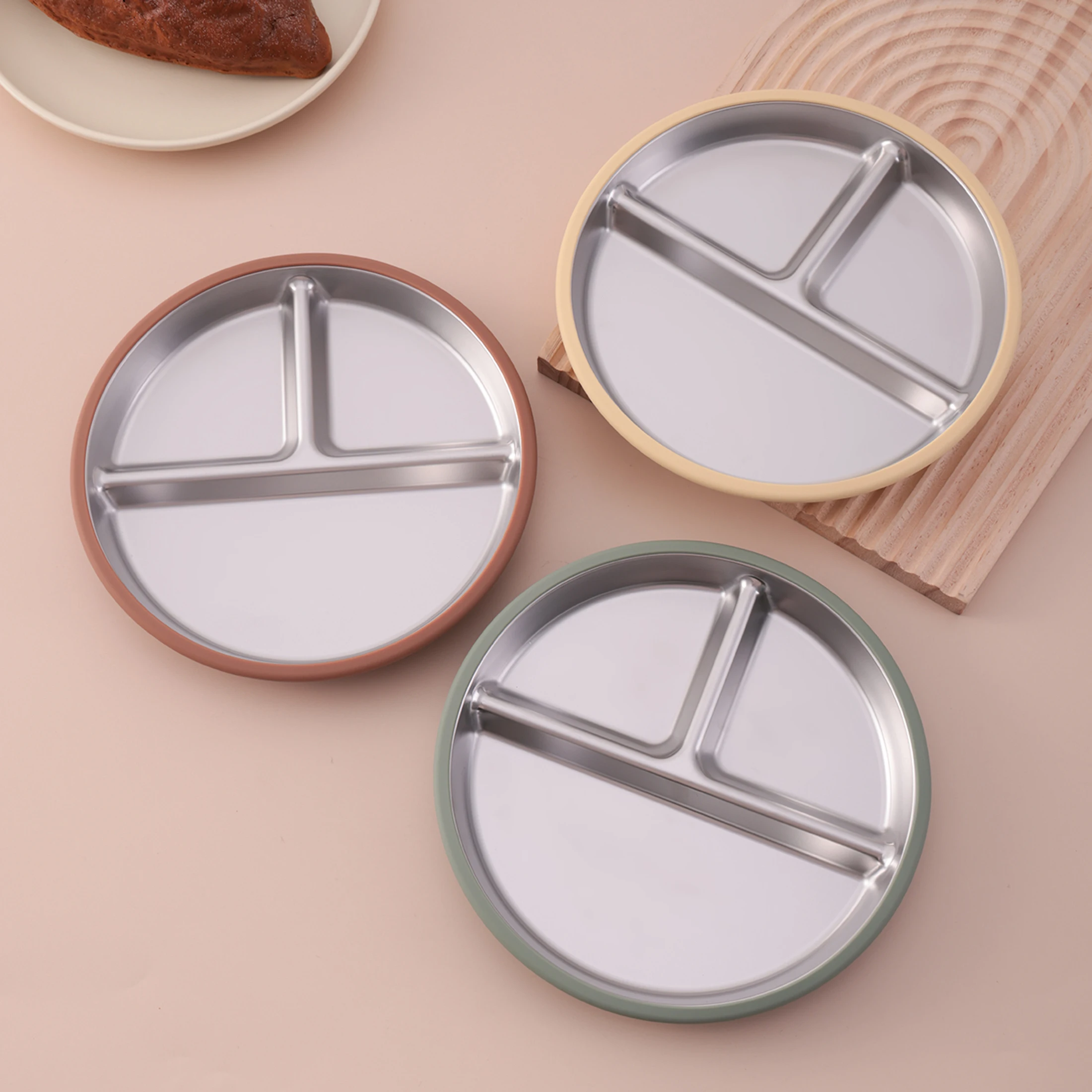Color Kids 1PCS Stainless Steel Plate Detachable Suction Dishes Baby Feeding Sucker Bowl Food Grade Silicone Food Tray Tableware thumbnail 3
