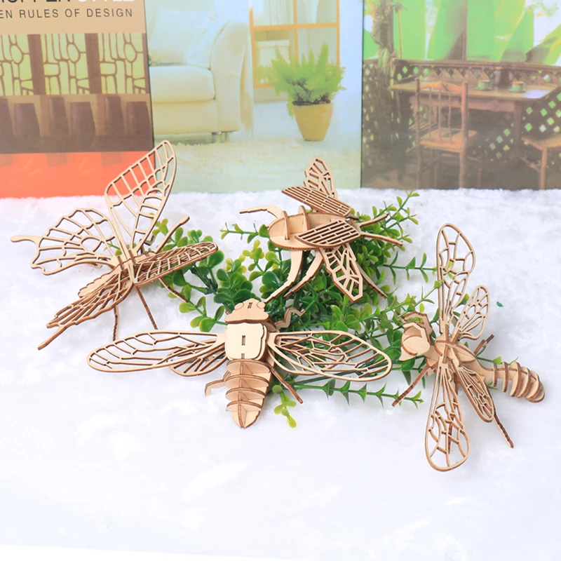 Wooden 3D Puzzle DIY Insects Animal butterfly Bee Adult Puzzles Toys ornament handicraft scorpion 14+ thumbnail 4
