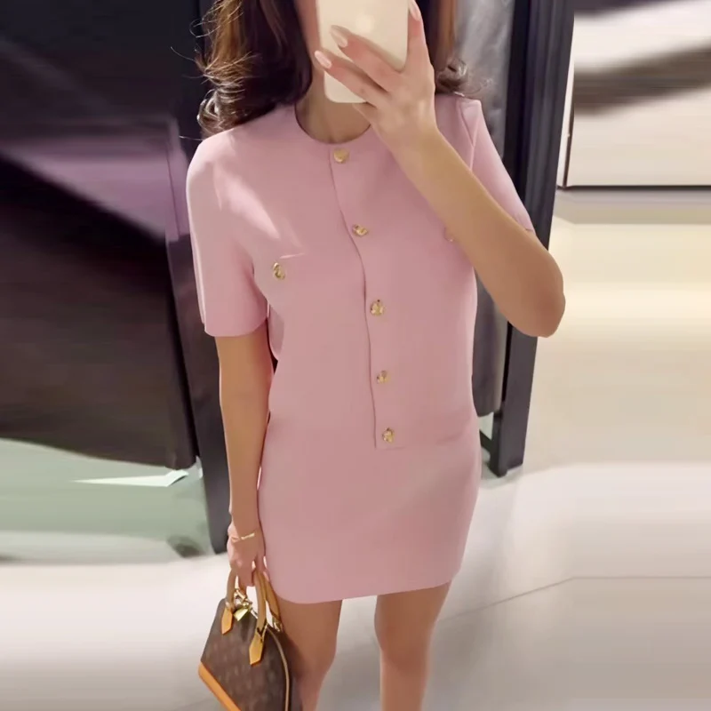 HXAO Crop Knit Cardigan For Women Summer 2025 Women's Sweater Pink Yellow White Knitwear Elegant Chic Short Sleeve Coat Cardigan thumbnail 5