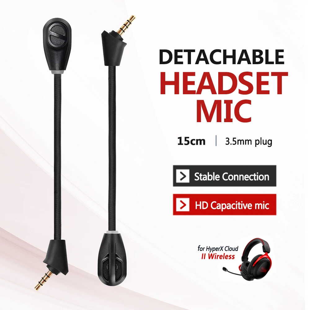 3.5MM jack Detachable Headset Microphone Noise-reducing Game Mic for HyperX Cloud II Wireless Headphone Replaceable Accessory