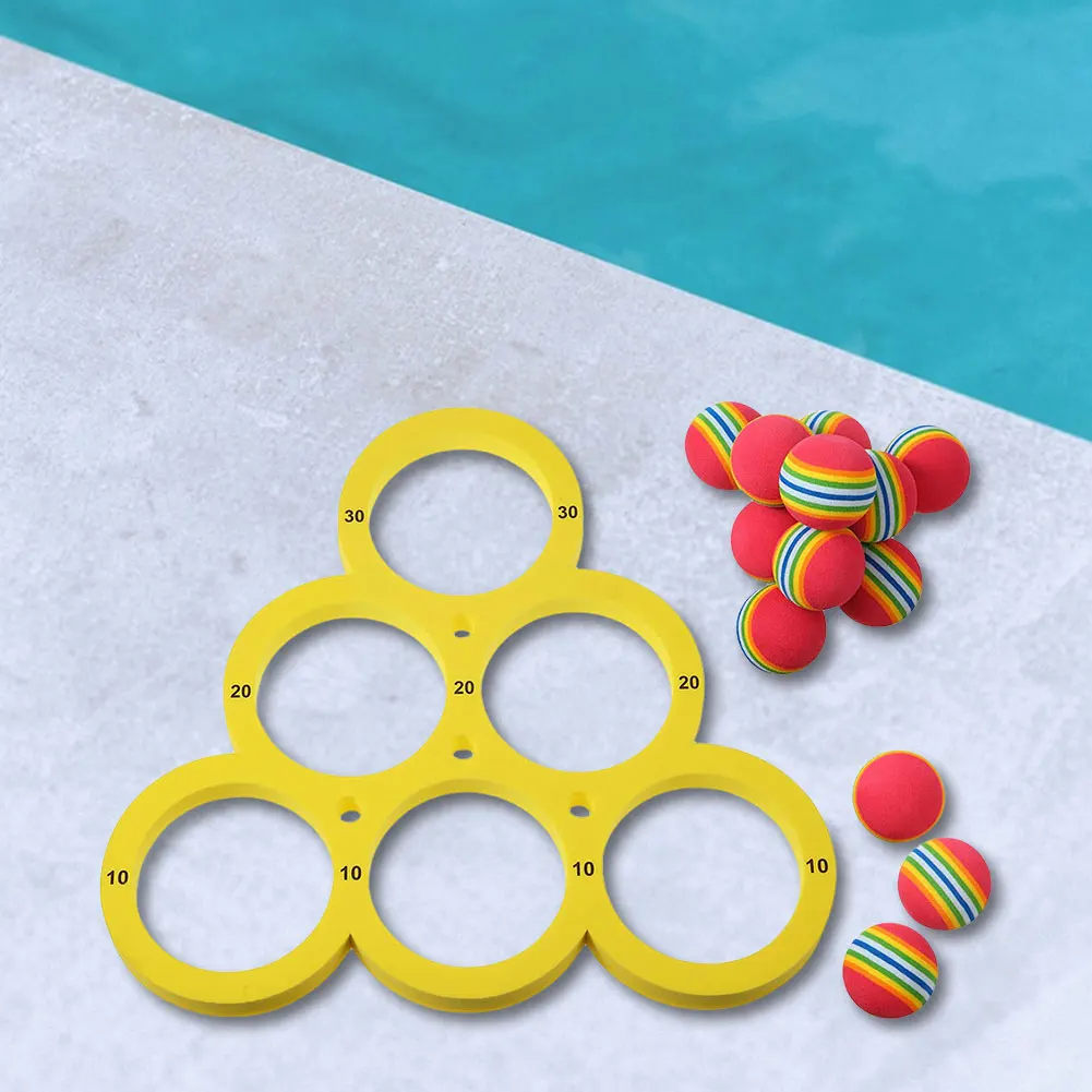 1set Fun Splash Water Sports Floating Pool Game Toy with 10 Rainbow Balls Throwing Game Water Sports EVA Throwing Circle Sets thumbnail 5