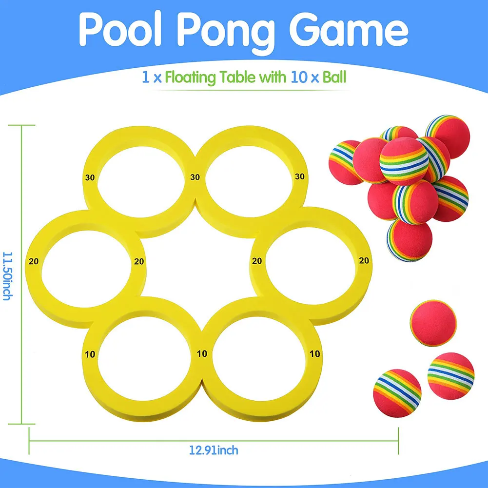 1set Fun Splash Water Sports Floating Pool Game Toy with 10 Rainbow Balls Throwing Game Water Sports EVA Throwing Circle Sets thumbnail 4