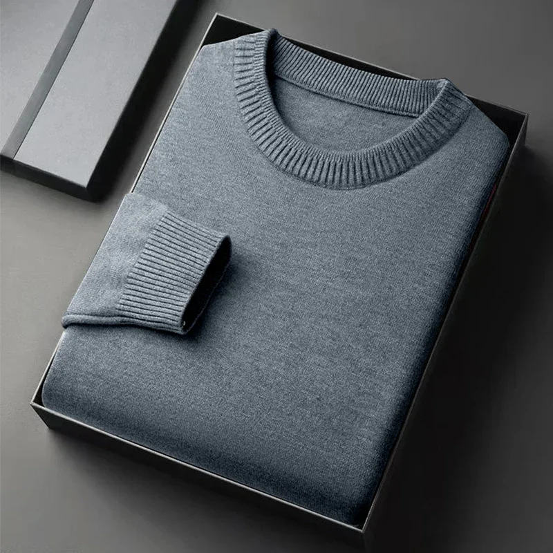 Men's Classic Crewneck Knit Pullover Sweater Long Sleeve Soft Casual Lightweight Solid Color Softwear for Men thumbnail 2