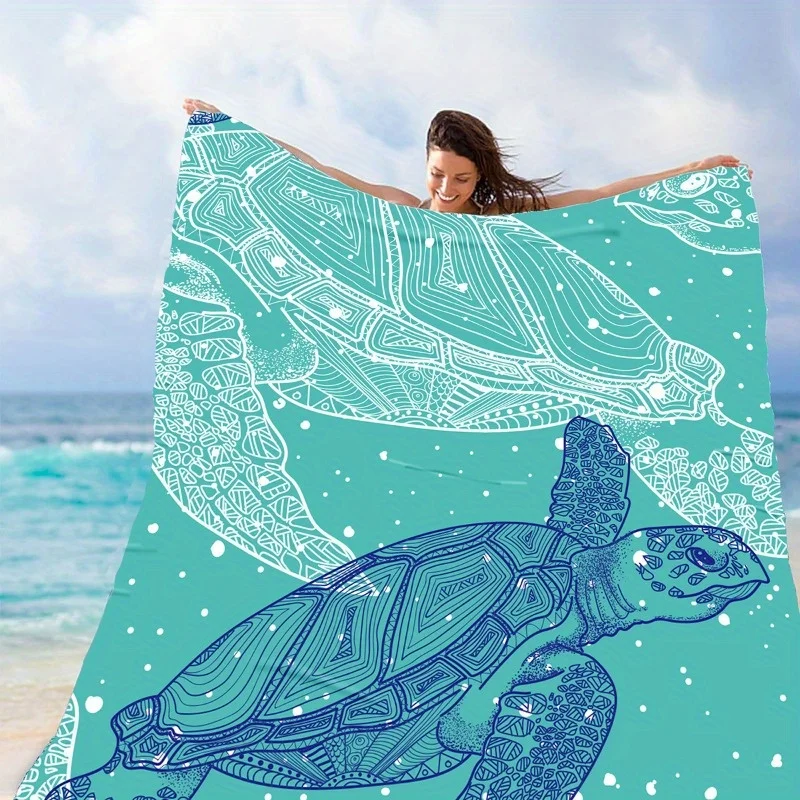 Beach Blanket Sandproof Lightweight Durable Extra Large Beach Mat,Outdoor Travel Picnic Blanket , Green Sea Turtle)