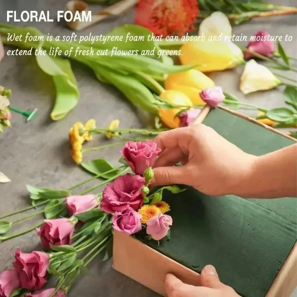 10/1PCS Flower Moisturizing Sponge Block Absorbent Floral Foam Bricks Cuttable Dry Wet Florist Sponge Bricks Wedding Party Decor thumbnail 2