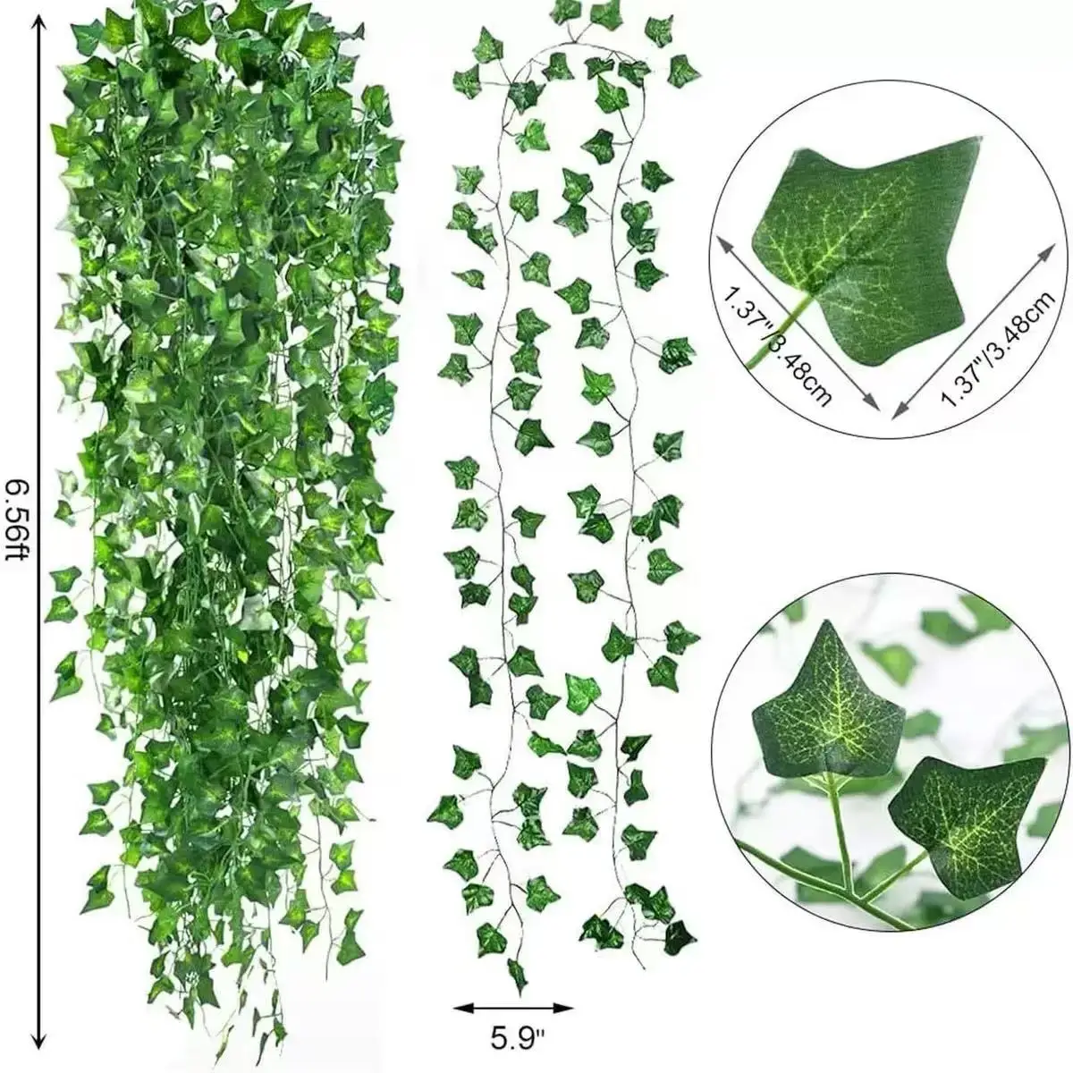 2.1M Green Ivy Leaf Hanging Vine Artificial Garland Silk Wall Plant Home Garden Decoration Wedding Party DIY Fake Wreath Leaves thumbnail 5
