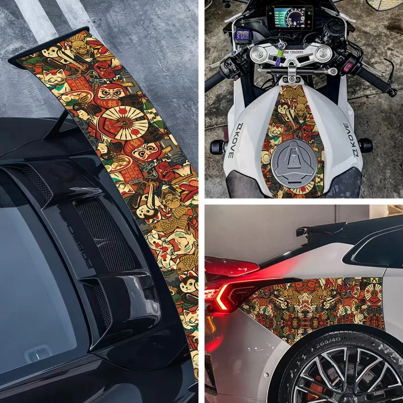 JDM Graffiti Painting Car Film Wrap Waterproof Modification Protective Stickers for Auto Bicycle Motorcycle Skateboard Universal thumbnail 6