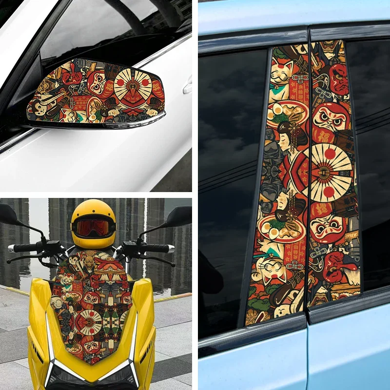 JDM Graffiti Painting Car Film Wrap Waterproof Modification Protective Stickers for Auto Bicycle Motorcycle Skateboard Universal thumbnail 2