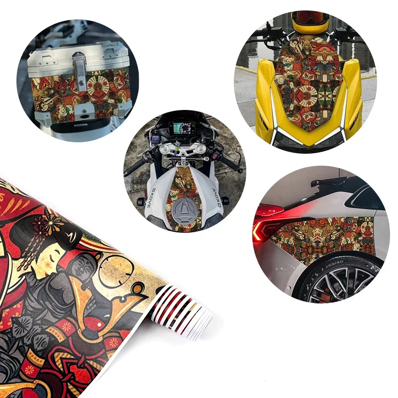JDM Graffiti Painting Car Film Wrap Waterproof Modification Protective Stickers for Auto Bicycle Motorcycle Skateboard Universal thumbnail 5