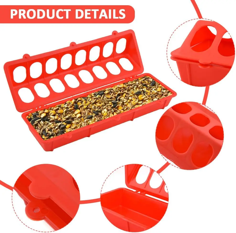 30cm Poultry Bird Feeder Double Row 16 Holes Ground Feeder Plastic Clamshell Feeding Bucket Chicken Farm Breeding Supplies thumbnail 3