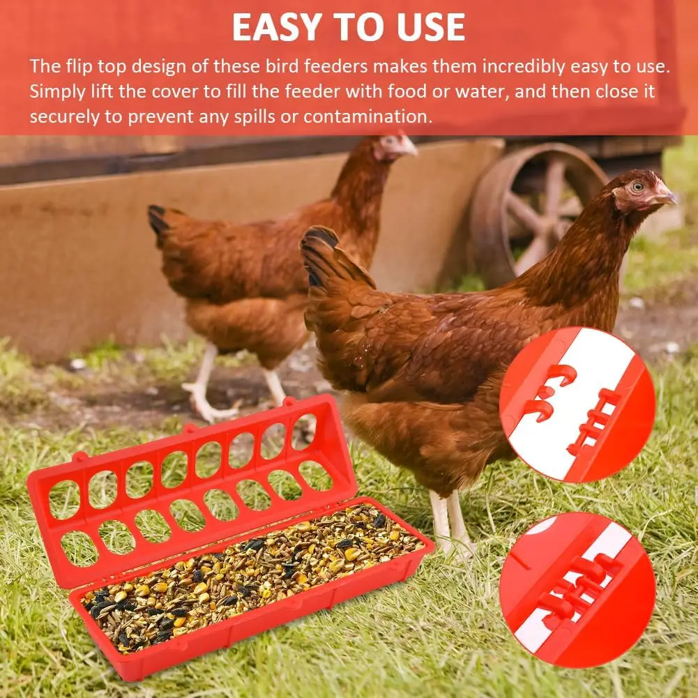 30cm Poultry Bird Feeder Double Row 16 Holes Ground Feeder Plastic Clamshell Feeding Bucket Chicken Farm Breeding Supplies thumbnail 4